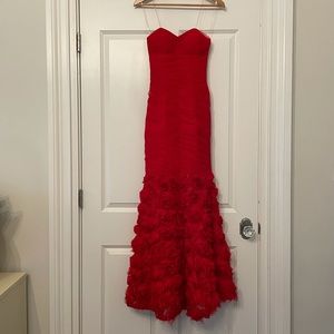 Red Ruched Formal Gown